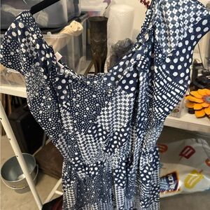 LC Lauren Conrad Navy and White Patterned Dress